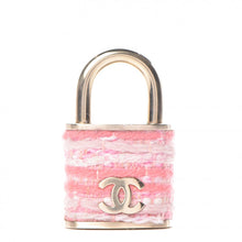 Load image into Gallery viewer, Chanel 2014 Pink Tweed Gold Padlock Brooch Pin